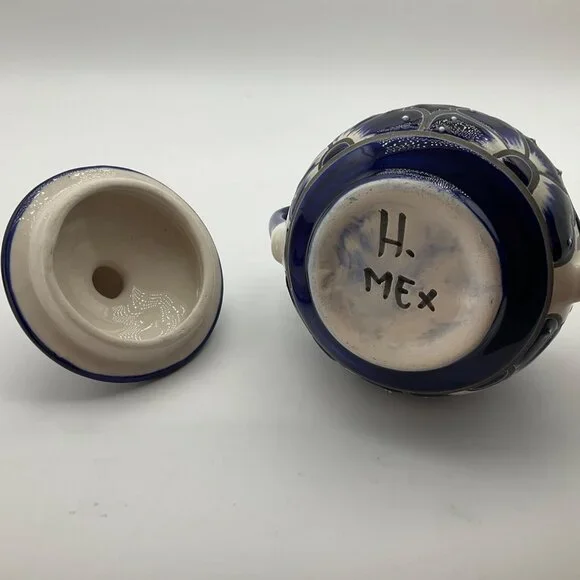 New Hand-Painted Artisan Handmade Talavera Ceramic Sugar Bowl Jar Canister Lided - Picture 5 of 9